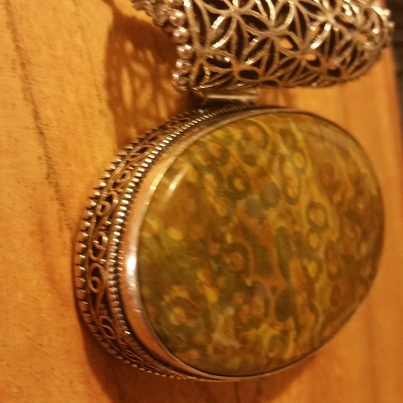 Handmade Jasper Stone in Scrolled Silver - Picture 5 of 8